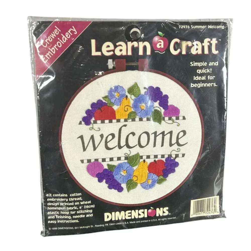 Dimensions Crewel Craft Kit- Welcome with fruits- 6